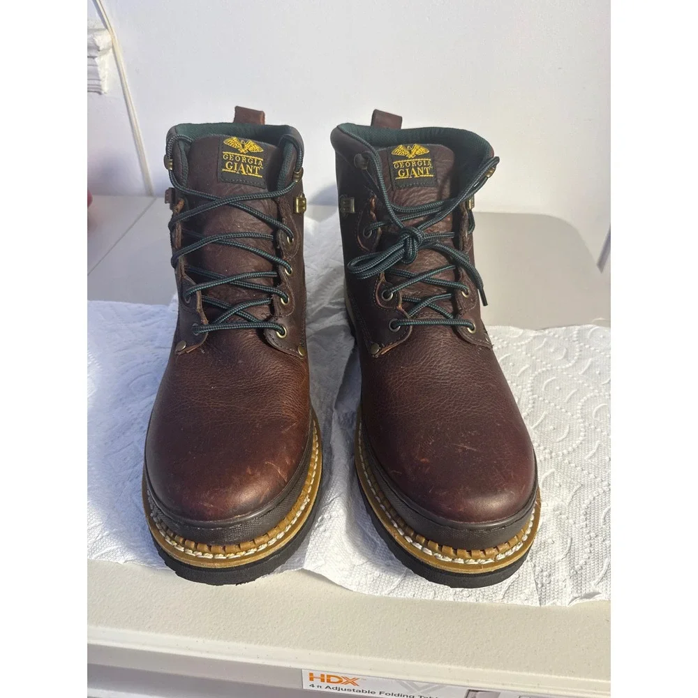 Georgia Giant Mens Brown Leather Work Boots Oil Resistant G6274 Size 16 medium